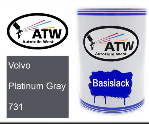 Volvo, Platinum Gray, 731: 500ml Lackdose, von ATW Autoteile West.